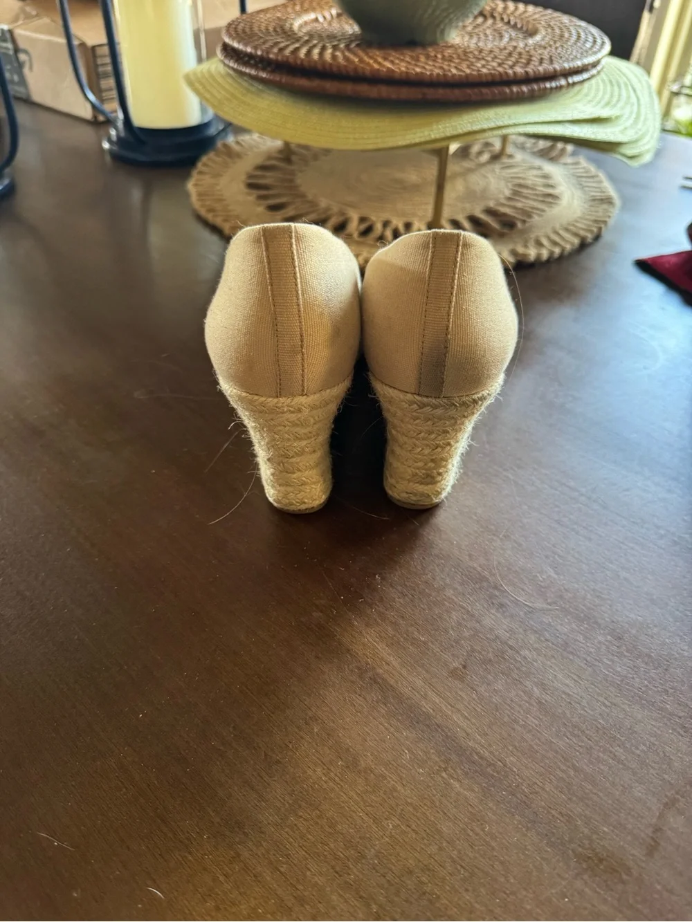 J. Crew Beige Canvas Espadrille Wedge Slip-On Heels Size 9